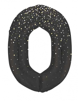34" GLITZ 0 Black Printed Prism Foil Balloon Numeral