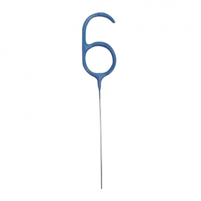 BIRTHDAY BLUE GLITZ NUMBER 6 SPARKLER 7"