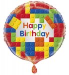 Building Blocks Birthday Round Foil Balloon 18"