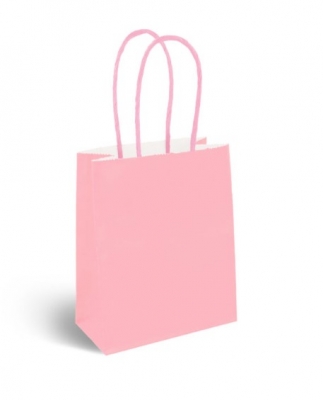 Mini Baby Pink Paper Party Bag with Coloured Handles