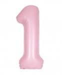 34" UNIQUE MATTE LOVELY PINK NUMBER 1 FOIL BALLOON