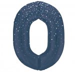 34" GLITZ 0 Blue Printed Prism Foil Balloon Numeral