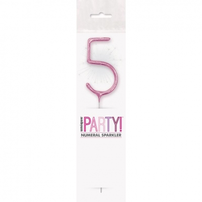 BIRTHDAY PINK GLITZ NUMBER 5 SPARKLER 7"