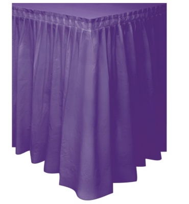 Purple Solid Plastic Table Skirt 29" x 14 ft