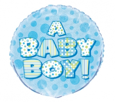 A Baby Boy Prism Round Foil Balloon 18"