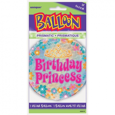 BIRTHDAY PRINCESS PRISM ROUND FOIL BALLOON 18"