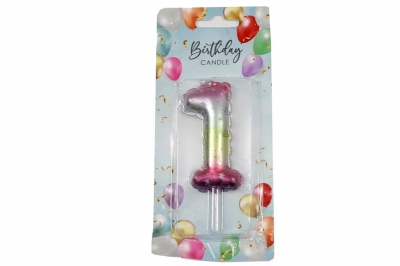 Rainbow Balloon Candle 6cm Number 1