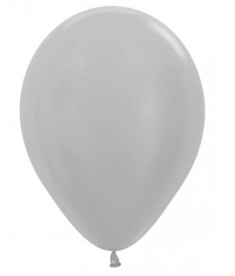 Sempertex 12" Pearl ( Satin ) Silver Latex Balloons 12 Pack