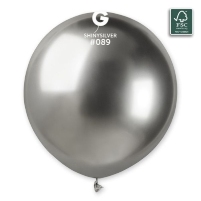 19" Shiny Silver #089 Latex Balloon 3 Pack