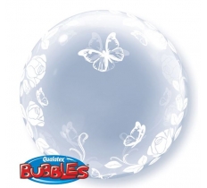 ELEGANT ROSES AND BUTTERFLIES 24 INCH DECO BUBBLE