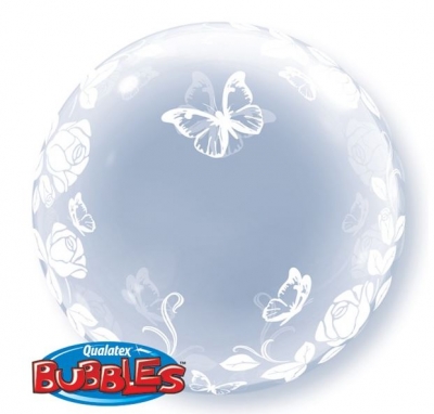 ELEGANT ROSES AND BUTTERFLIES 24 INCH DECO BUBBLE