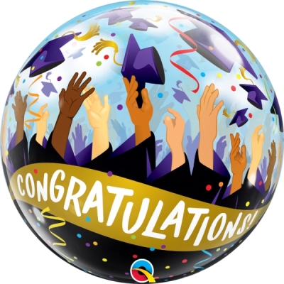 QUALATEX 22" CONGRATULATIONS GRAD CAPS SINGLE BUBBLE