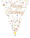 PARTY BUNTING SPARKLING FIZZ BIRTHDAY WHITE & ROSE GOLD HOLO