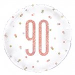 18" Glitz Rose Gold Round Foil Balloon Packaged 90