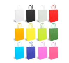 Multi Colour 12-Pack Paper Party Bags with Coloured Handles