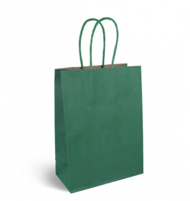 Dark Green Paper Party Bag with Coloured Handles