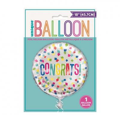 COLORFUL CONGRATS ROUND FOIL BALLOON 18"