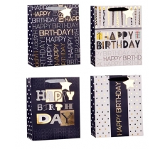 Mens Foiled Happy Birthday Large Gift Bag 30x42x12cm