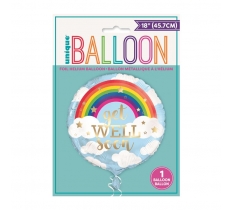 RAINBOW GET WELL SOON ROUND FOIL BALLOON 18"