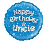 18" HAPPY BIRTHDAY UNCLE BLUE HOLOGRAPHIC