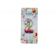Rainbow Balloon Candle 6cm Number 2