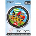 Construction Party Round Foil Balloon 18"