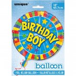 BIRTHDAY BOY ROUND FOIL BALLOON 18"