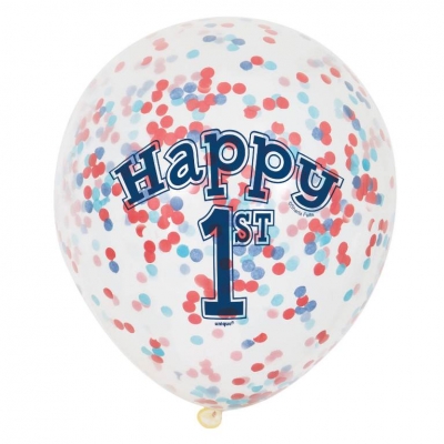 Little Sailor Nautical First Birthday Clear Latex Balloons w