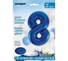 BLUE NUMBER 8 SHAPED FOIL BALLOON 34"