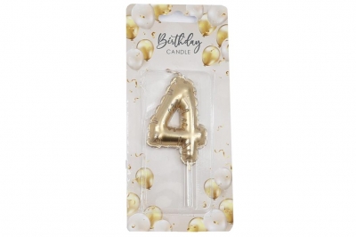 Gold Balloon Candle 6cm Number 4