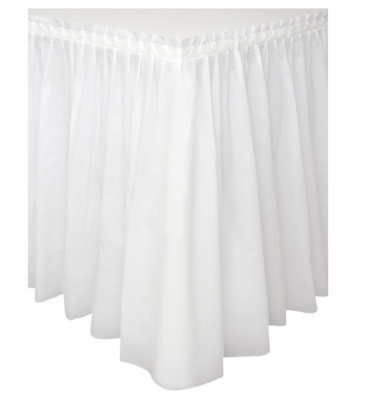 White Solid Plastic Table Skirt 29" x 14 ft
