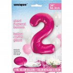 PINK NUMBER 2 SHAPED FOIL BALLOON 34"