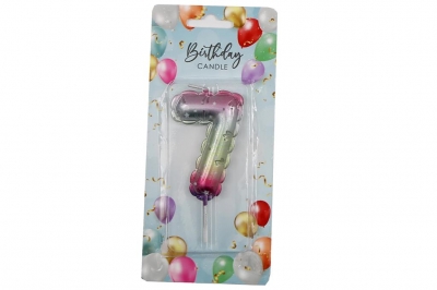 Rainbow Balloon Candle 6cm Number 7