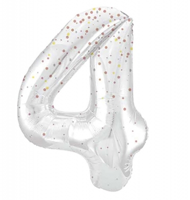 34" GLITZ 4 Rose Gold Printed Prism Foil Balloon Numeral