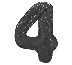 34" GLITZ 4 Black Printed Prism Foil Balloon Numeral