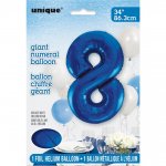 BLUE NUMBER 8 SHAPED FOIL BALLOON 34"