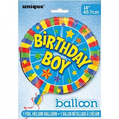 BIRTHDAY BOY ROUND FOIL BALLOON 18"