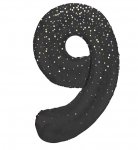 34" GLITZ 9 Black Printed Prism Foil Balloon Numeral