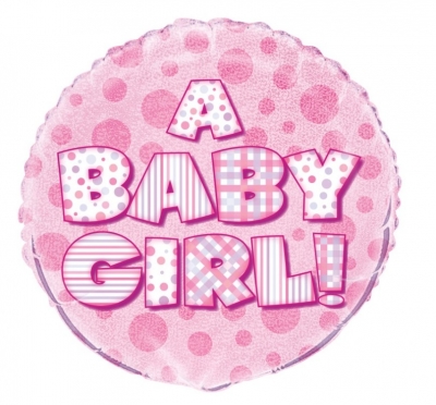 A Baby Girl Prism Round Foil Balloon 18"