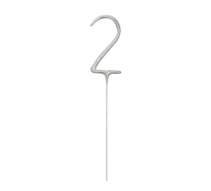 Birthday Silver Glitz Number 2 Sparkler 7"