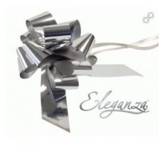 Eleganza Poly Pull Bows Metallic 50mm x 20pcs Silver