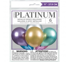 Solid Color Assorted Platinum 11" Latex Balloons 6 Pack