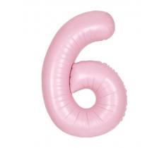 34" UNIQUE MATTE LOVELY PINK NUMBER 6 FOIL BALLOON