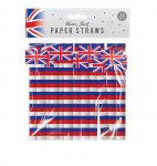 UNION JACK PRINT PAPER STRAWS 20PK