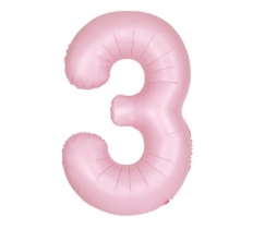 34" UNIQUE MATTE LOVELY PINK NUMBER 3 FOIL BALLOON