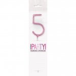BIRTHDAY PINK GLITZ NUMBER 5 SPARKLER 7"