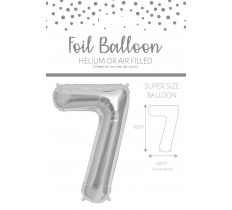 Number 7 Silver 25" Foil Balloon