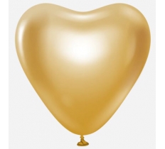 KALISAN 12" HEART MIRROR CHROME GOLD BALLOONS 25PACK