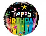 QUALATEX 18" BIRTHDAY COLORFUL STRIPES ROUND