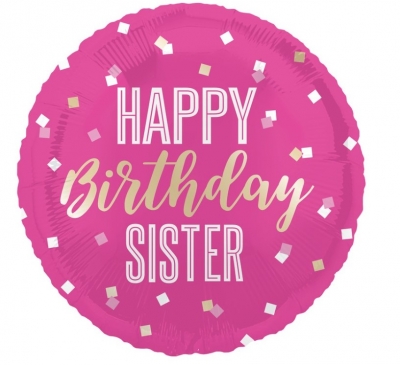 18" Birthday Sister Foil Balloon Round